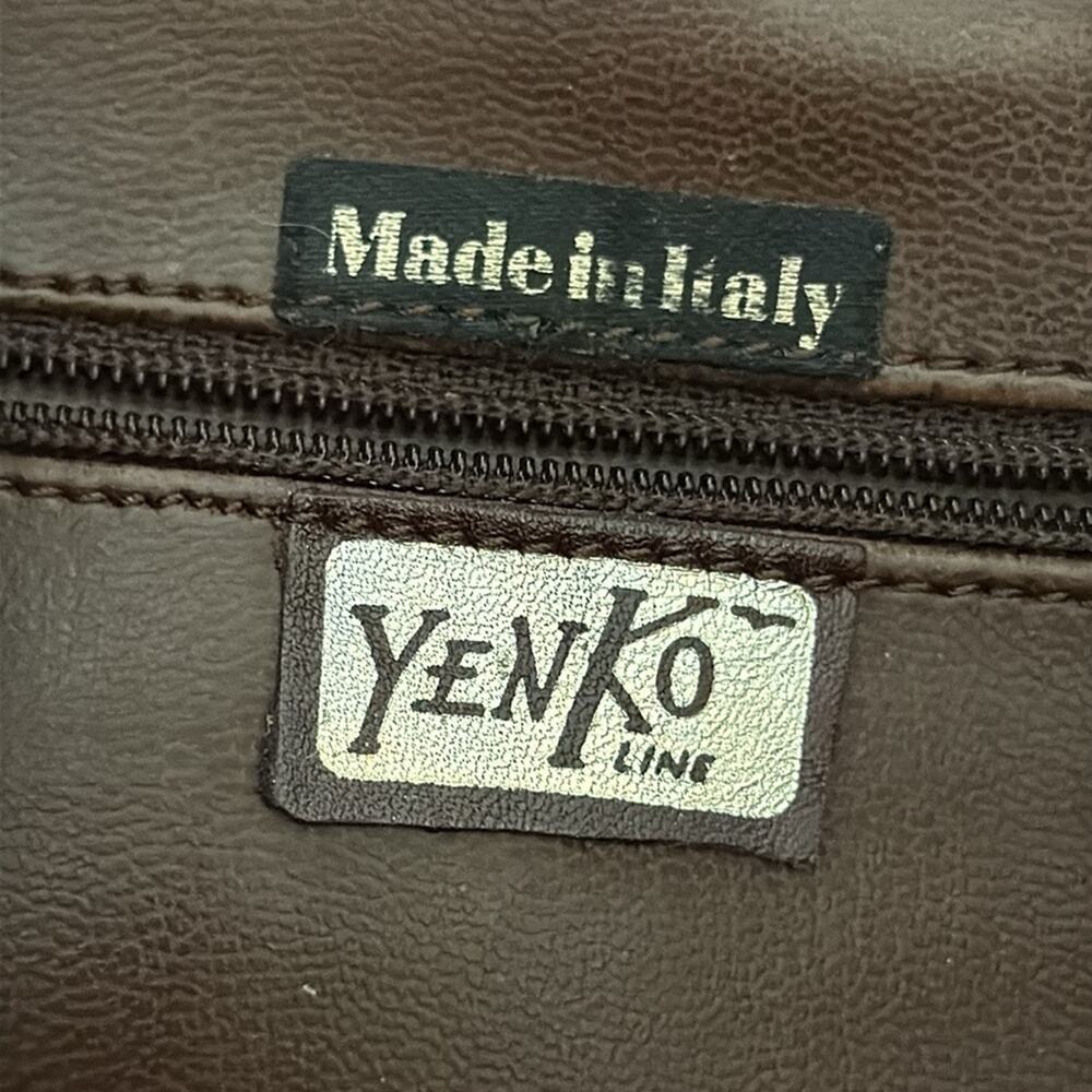 Vintage Yenko Italy Brown Suede Embroidered Top Zip Crossbody Boho Bag Purse - Picture 6 of 8